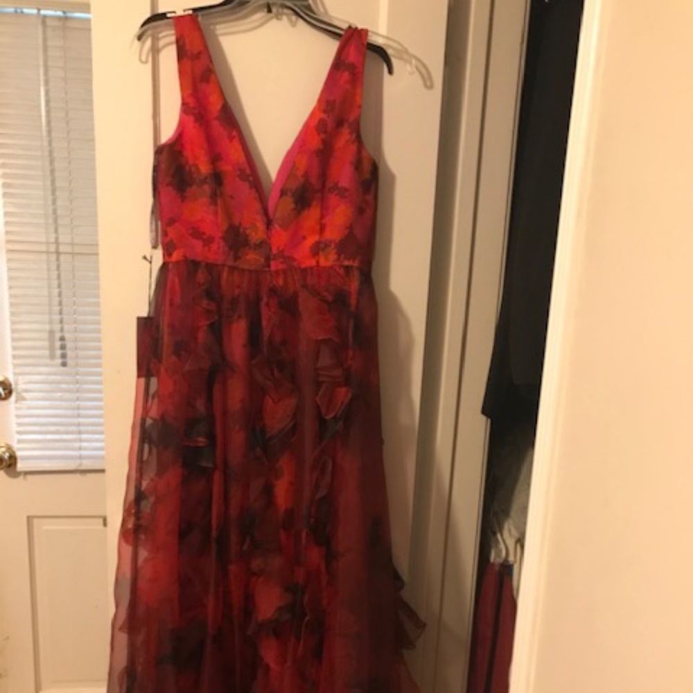 Flor et. al Brett Organza Gown, 10, Magenta Multi